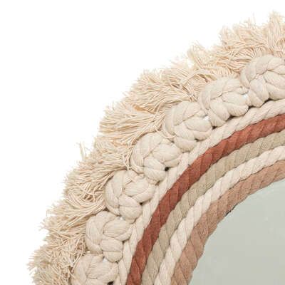 Espelho de Parede Macramé Bege e Marrom