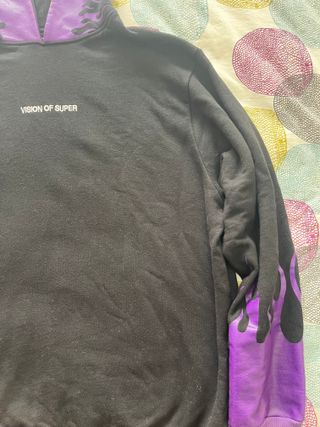 Felpa Vision of Super Uomo XL Fiamme Viola Nera