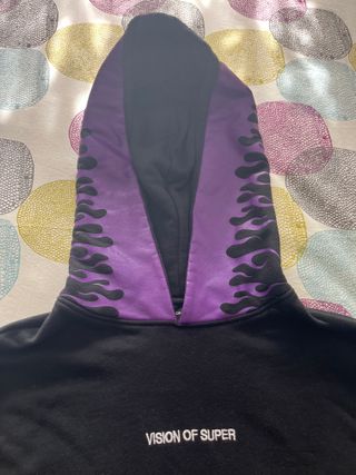 Felpa Vision of Super Uomo XL Fiamme Viola Nera