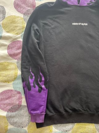 Felpa Vision of Super Uomo XL Fiamme Viola Nera