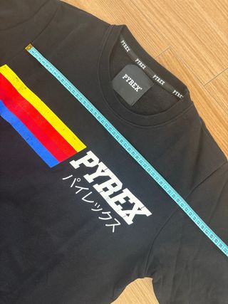 Felpa Pyrex nera con banda colorata