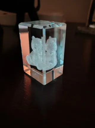 Fermacarte in cristallo con orsetto