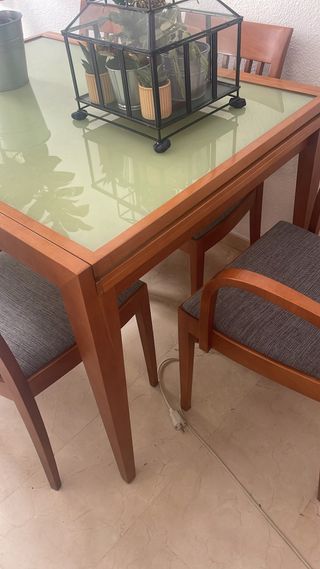 Mesa Extensible Comedor Madera y Cristal