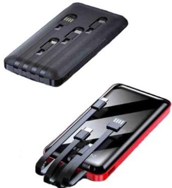 Bateria externa 10000 mAh com cabos incluídos