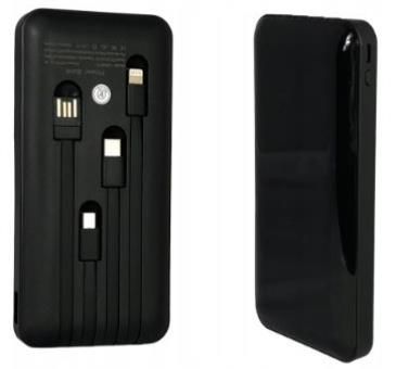 Bateria externa 10000 mAh com cabos incluídos