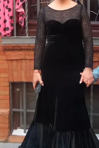 Vestido Flamenca Gitana Negro Encaje