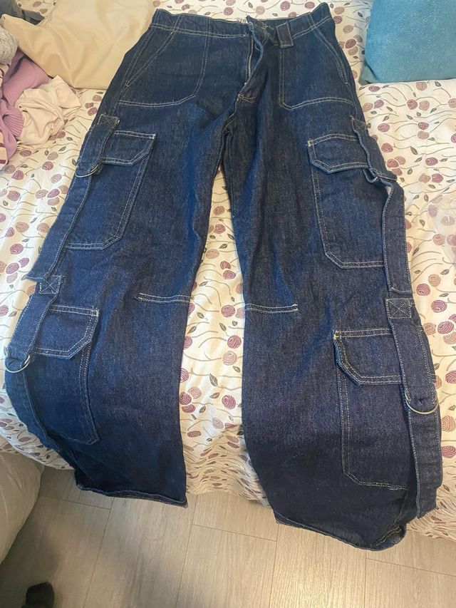 Vaqueros anchos cargo bolsillos laterales