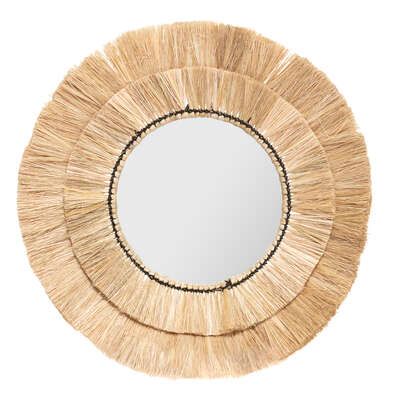 Pack 3 Espejos Rafia Flecos