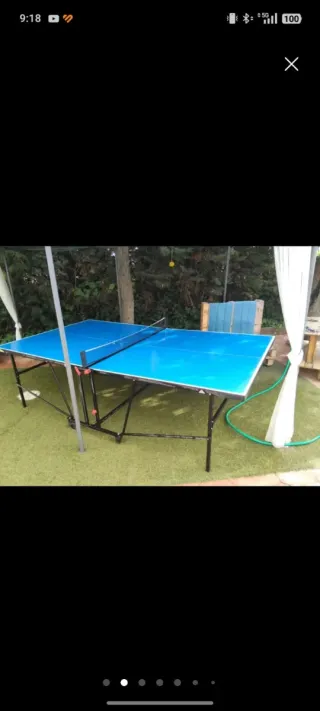 Mesa de ping pong plegable azul