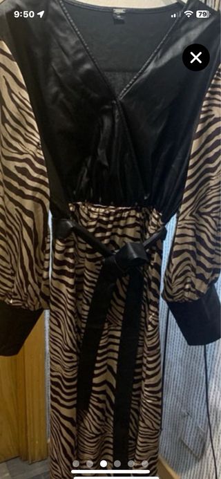 Fiesta Vestido elegante cebra y polipiel talla 44