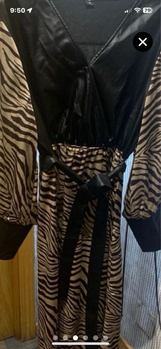 Fiesta Vestido elegante cebra y polipiel talla 44