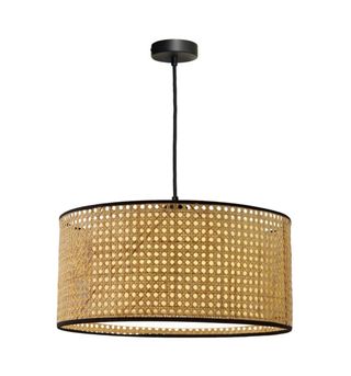 Lámpara de techo colgante de ratán beige y negro