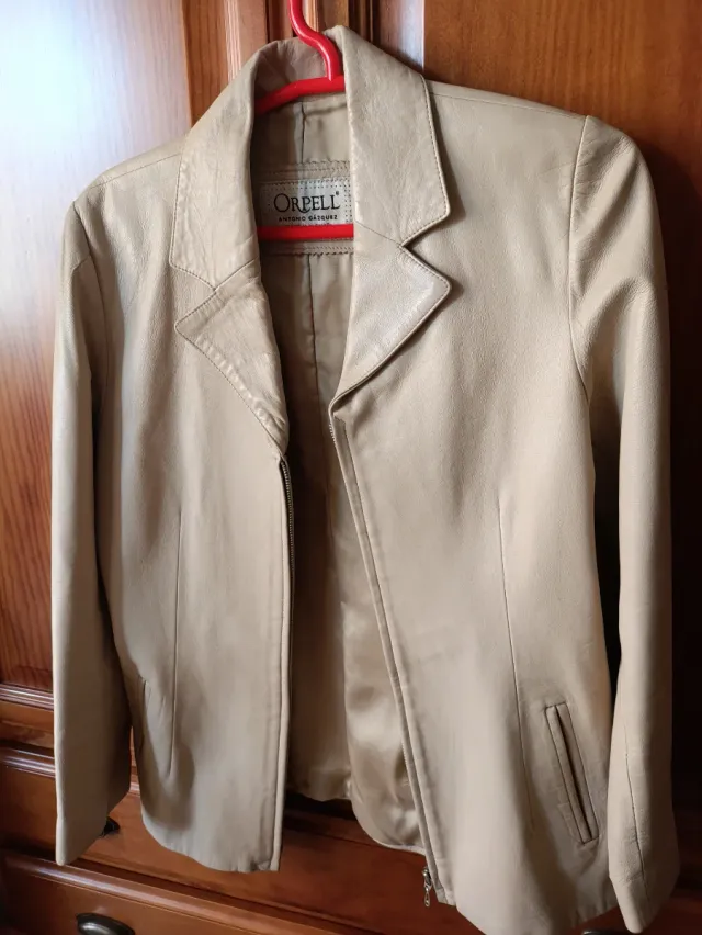 Chaqueta de piel ORPELL beige mujer