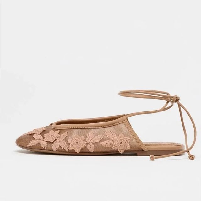 Bailarinas Zara Malla Flores Talla 39