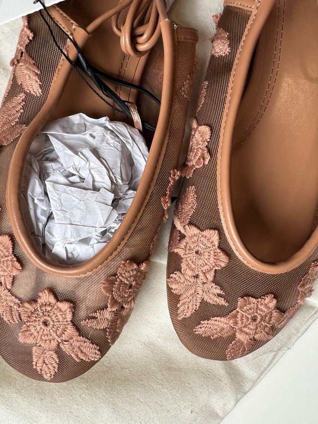 Bailarinas Zara Malla Flores Talla 39
