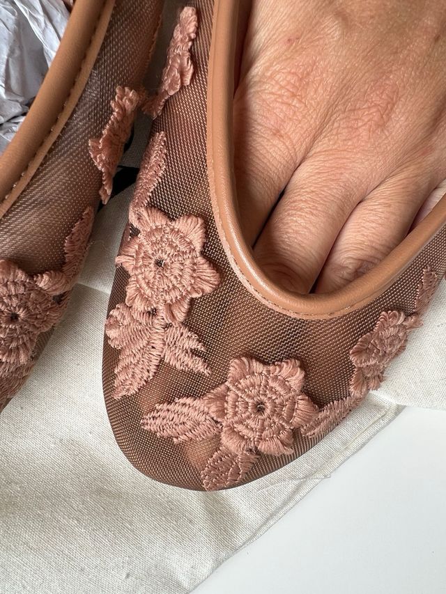 Bailarinas Zara Malla Flores Talla 39