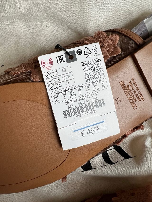 Bailarinas Zara Malla Flores Talla 39