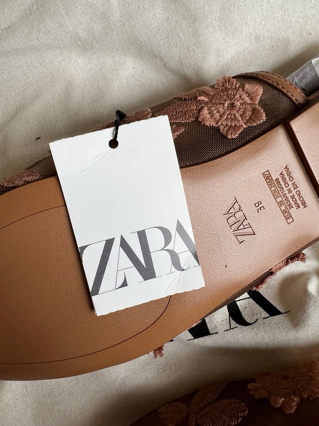 Bailarinas Zara Malla Flores Talla 39