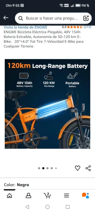 Bicicleta Eléctrica EP-2 BOOST Negra.