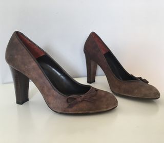 Zapatos de tacón alto marrón chocolate, talla 36