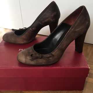 Zapatos de tacón alto marrón chocolate, talla 36