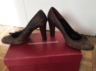 Zapatos de tacón alto marrón chocolate, talla 36