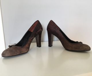 Zapatos de tacón alto marrón chocolate, talla 36