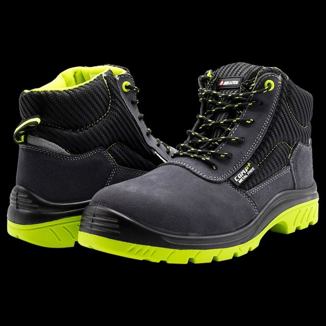 Botas de seguridad Bellota grises y verdes