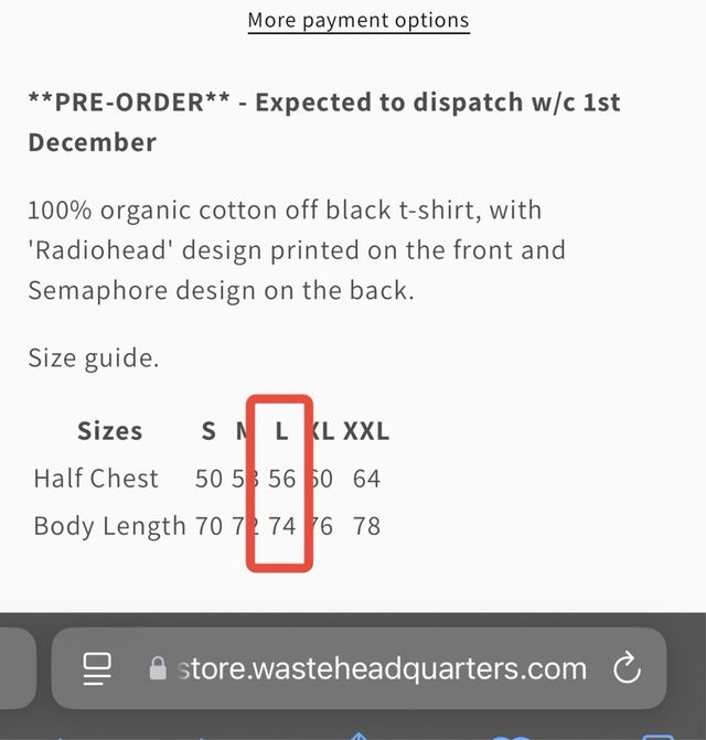 Camiseta Radiohead Talla L.