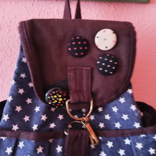 Mochila vaquera estrellas azul y marrón