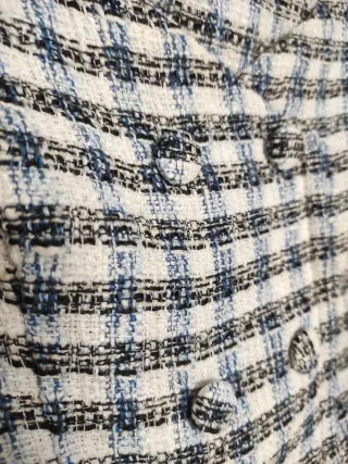 Top Blusa cuadros manga 3/4 ZARA tweed algodón