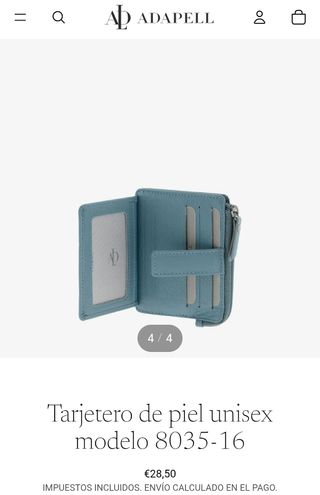 Tarjetero de piel azul