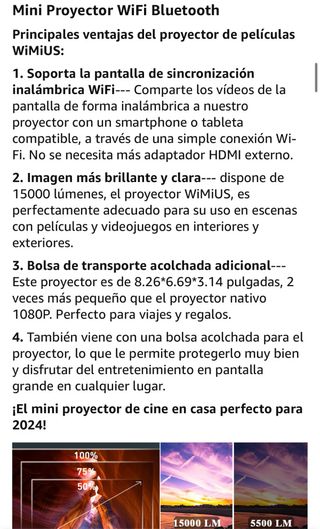 Proyector Wimius S25 con funda