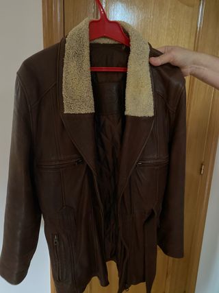 Cazadora Piel Mujer Talla M Marrón Oscura.
