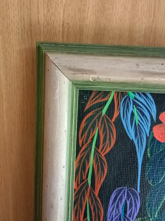 Antico quadro di uccelli e fiori