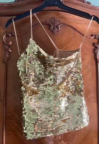 Top Lentejuelas Dorado Talla M