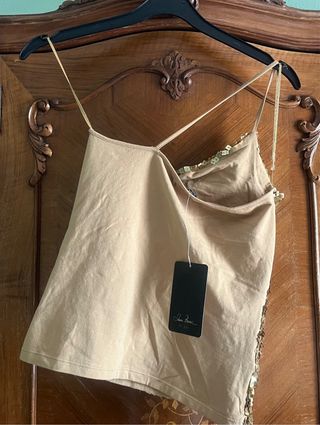 Top Lentejuelas Dorado Talla M