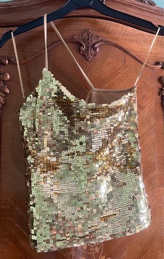 Top Lentejuelas Dorado Talla M