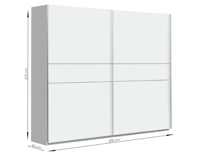 Homely | Armario de Portas Corrediças Winter 200 | Acabamento Laminado Sintético Branco Fosco com Faixa Central Reversivel em Branco ou Carvalho | Medidas 200x62. Altura 210 cm. | Design Funcional
