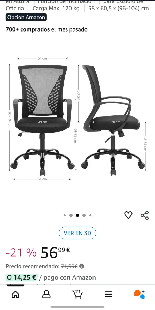 Silla de oficina ergonómica negra