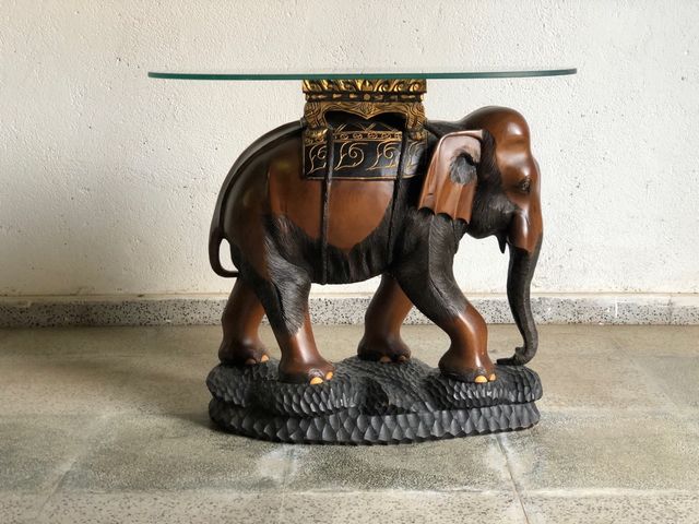 Mesilla (mesa pequeña) elefante madera cristal