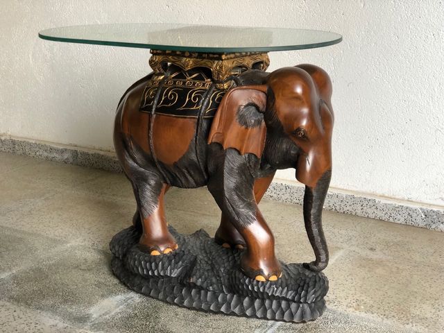 Mesilla (mesa pequeña) elefante madera cristal