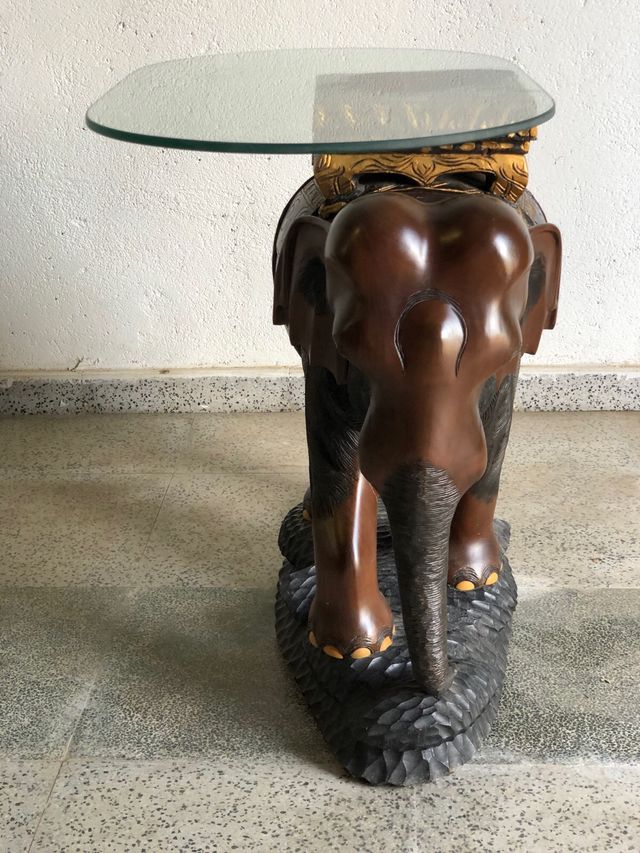 Mesilla (mesa pequeña) elefante madera cristal