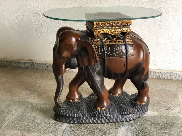 Mesilla (mesa pequeña) elefante madera cristal