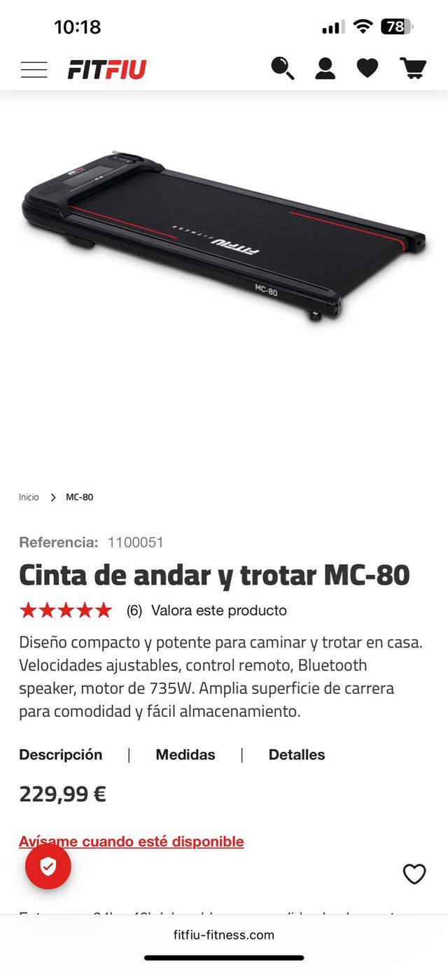 Cinta de andar FITFIU MC-80