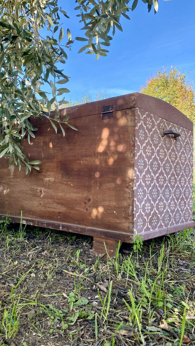 Baule decorato in legno