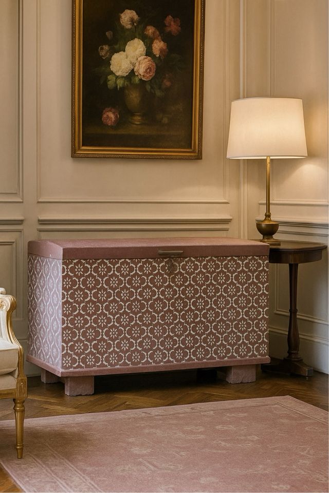 Baule decorato in legno