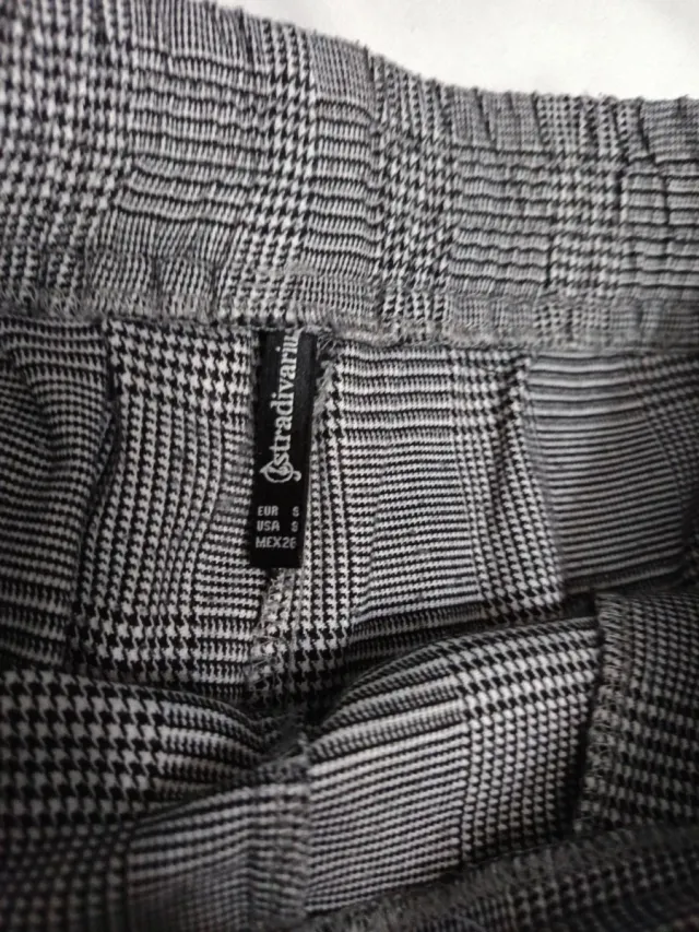 Pantalón de vestir cuadros gris y blanco
