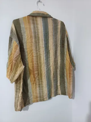 Camisa Zara Rayas Verdes y Beige