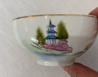 4 tazas y 5 platos de té japonesa vintage